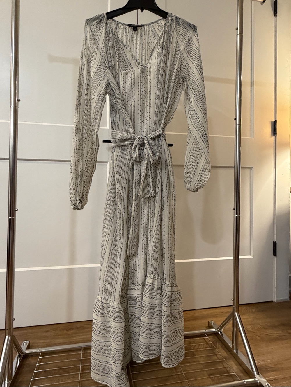 Banana Republic Cream Maxi Dress with Black Stripe Detail